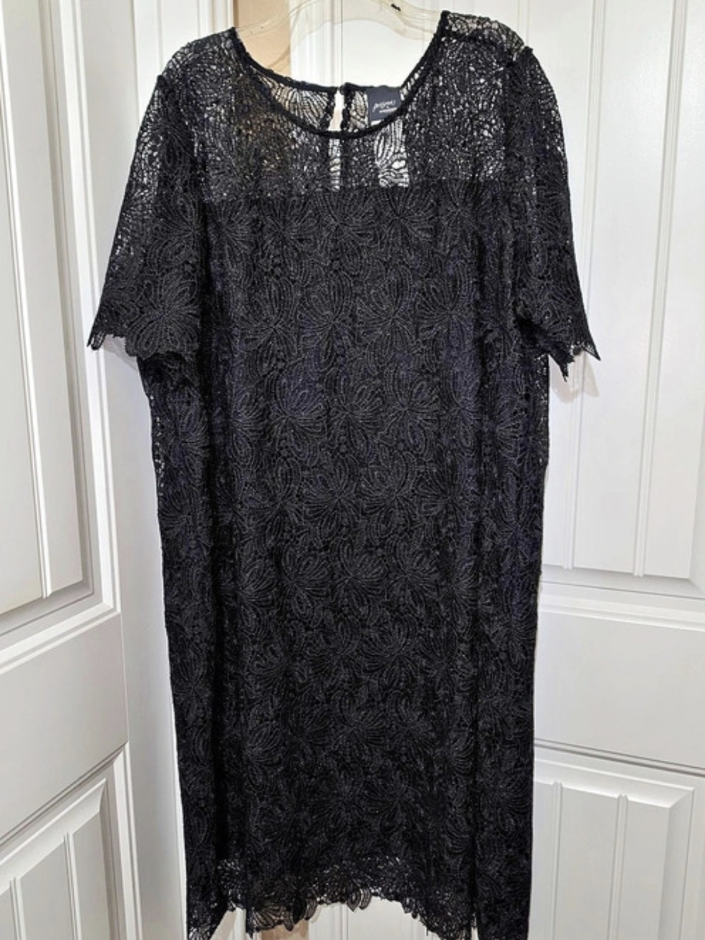 Persona Marina Rinaldi Black Lace Mini Dress 54 FR (Fits Like 22) NWT